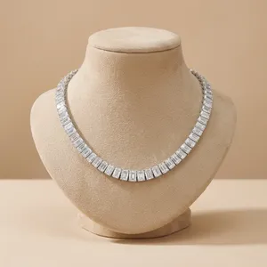 Collier tennis de luxe en diamants de laboratoire taille brillant rond, plaqué or 14k/18k, haute clarté, certifié IGI, style hip-hop pour femme - Product Image 1