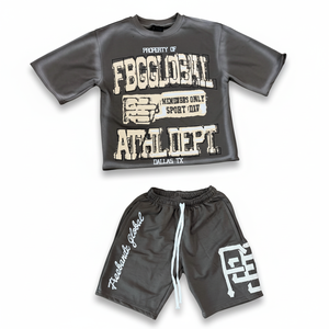 Ensemble T-shirt et short sportif pour homme FBCGLOBAL, noir, col rond, séchage rapide, imprimé avec des lettres, vêtements d'été - Product Image 5