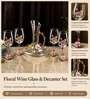 Ensemble de verres à vin rouge en émail, verre à pied haut en cristal et carafe à vin en fleurs de cerisier pour un usage domestique