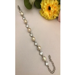 Exquisite Premium Quality Brass <b>Charm</b> Bracelet with Silver Plating Trendy Design for Party Wedding Events Wear for Women Girls - Product Image 1