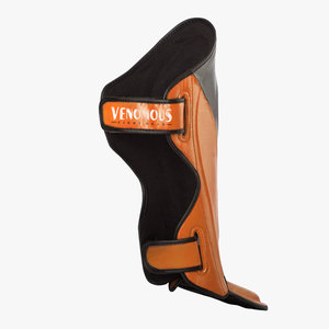Espinilleras Venomous de cuero negro y naranja con cierre ajustable de velcro, protección profesional para adultos, para todas las estaciones - Product Image 4