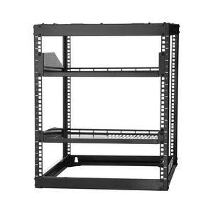 Rack di Rete Open Frame 12U da 23 Pollici di Profondità, Montaggio a Parete/Pavimento, Robusto, a 4 Posti, con Ripiani Ventilati per Data Center - Product Image 1