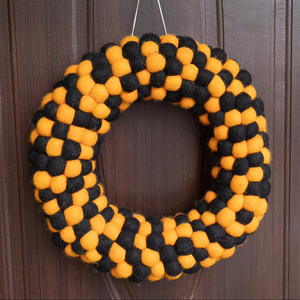 Felt & Yarn Wool Felt Leaf <b>Wreath</b> <b>Autumn</b>/Fall Handmade Door Thanksgiving Decoration Home Decor Hanging <b>Wreath</b> - Product Image 1