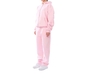 Ensemble de survêtement deux pièces personnalisé OEM pour femme, idéal pour l'hiver, en molleton de coton bleu épais et respirant - Product Image 6