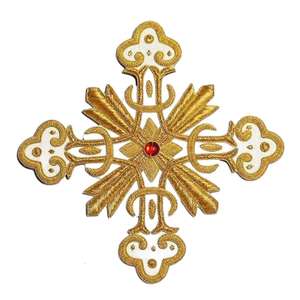 Badge croix d'église personnalisé, broderie ornementale, broderie à la main, pour vêtement religieux, patch métallique à coudre, fil de bouillon, luxe, OEM, vente en gros - Product Image 1