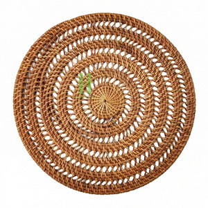 Tendance du moment : Assiette de présentation en rotin naturel écologique, Décoration murale, Set de table rond en rotin fleuri, Rotin 2026 Fabriqué au Vietnam - Product Image 6