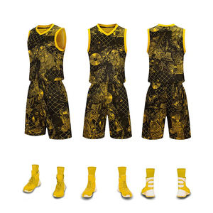 Uniforme de basketball 100 % polyester imprimé, couleur personnalisée, option grande taille, antibactérien, évacuation de l'humidité, le meilleur - Product Image 4