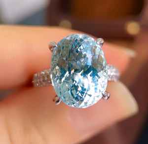 แหวนทองคำขาว 18K ประดับพลอยซานต้ามาเรีย ทำด้วยมือ งานฝีมือชั้นสูง เหมาะสำหรับเป็นของขวัญหมั้นหรือแต่งงาน สำหรับผู้หญิง สวยสง่า - Product Image 6