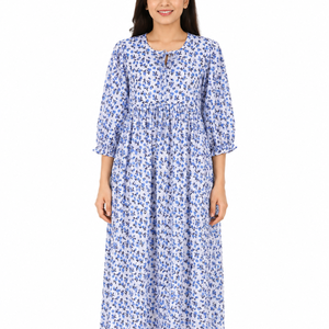 Beautiful floral Cotton Block Printed dress Dress For Casual wear Hand Block Printed Dress - Product Image 1