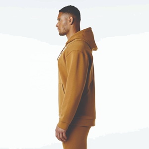 Survêtements pour hommes personnalisés 100% coton OEM, ensemble sweat-shirt à capuche et jogging marron camel, survêtements pour hommes - Product Image 3