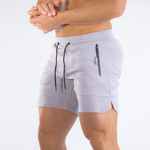 Shorts de sport décontractés pour hommes en polyester/coton bleu uni avec cordon de serrage, poche zippée, taille haute, tricotés, écologiques et à séchage rapide - Product Image 2