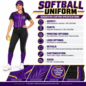 Conjunto de Uniforme de Softbol Unisex, Personalizable con Logotipo, Número y Nombre, para Equipos Escolares, Universitarios y de Club, Manga Corta, Cierre de Botones, 100% Poliéster - Product Image 5