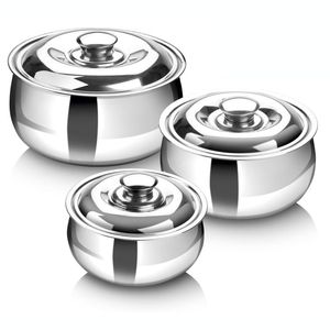 304 Food Grade <b>Mirror</b> Polish Stainless Steel Serving Pot with Double <b>Wall</b> Insulation and Heat Retention Lid for Buffet Catering - Product Image 4