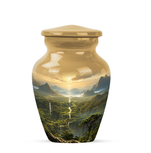 Urne funéraire en aluminium avec motif paysage montagneux pour commémoration d'un adulte - Product Image 5