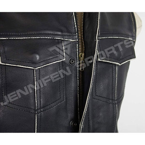 High Quality Custom Men's Fashion Vintage Motorcycle Leather <b>Vest</b> Loose High Street Turn Down Zipper Sleeveless Leather <b>Vest</b> - Product Image 4