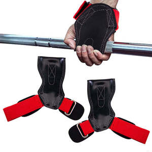 Poignées de musculation en cuir noir avec logo personnalisé, sangles de soutien du poignet rouges, antidérapantes, pour haltères, soulevé de terre, protection des paumes QASWA SPORTS - Product Image 6