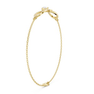 Bracelet en or jaune 9 carats écologique avec maillons infinis et diamants pour femme, bijoux élégants de créateur pour fiançailles et mariage - Product Image 2
