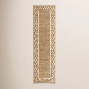Tapis rectangulaire en jute à motif chevron, tissage plat, antidérapant, style ferme, pour couloir, nettoyage facile, poils fins - Product Image 6