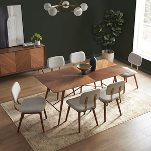 Modern <b>Wooden</b> <b>Dining</b> Room Set 6 Piece Midcentury Style <b>Extendable</b> <b>Table</b> Chairs Solid Back Home Furniture for <b>Dining</b> Area - Product Image 1