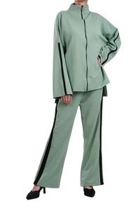 Conjunto Deportivo de 2 Piezas para Mujer, Sudadera de Manga Corta con Cierre y Pantalones Anchos por Encima de la Rodilla, 100% Algodón - Product Image 2