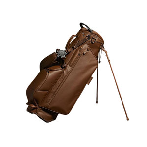 Golf Bag Solid Color <b>Genuine</b> Leather Multi-Functional Zip Closure Stand Bag For Adults - Product Image 1