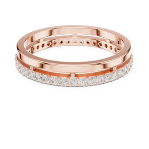 Luxury Rose Gold Plated Eternity Band Ring with Round Cut Crystal <b>Stones</b> Minimalist Stackable Fashion Jewelry - Product Image 5