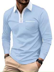 Nouveau Polo en Coton à Manches Longues pour Homme, Design Haut de Gamme, Séchage Rapide, Demi-Zip, Idéal pour l'Été, Tenue Décontractée ou d'Équipe en Extérieur, ODM - Product Image 2