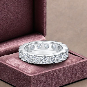 Timeless Gold Plated 925 Sterling <b>Silver</b> Moissanite <b>Eternity</b> <b>Ring</b> for Women Luxury Wedding Jewelry Gift - Product Image 3