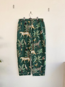 Conjunto de Pijama con Estampado Animal, 100% Algodón, Manga Larga, Corte Regular, Transpirable, Informal, para Todas las Temporadas, Tejido de Punto, Estilo Bohemio - Product Image 3