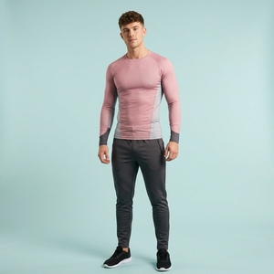 OEM Custom Logo Men Compression Shirt Long Sleeve Gym Fitness Tight Top Activewear Moisture Wicking Sports T-Shirt - Product Image 5