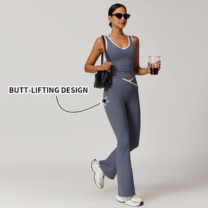 Conjunto Deportivo de Yoga para Mujer, Transpirable y Ligero, de Alta Calidad, con Top Deportivo y Leggings de Alta Elasticidad para Uso Diario en el Gimnasio y Yoga - Product Image 1