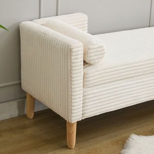 65.35\" Wide Corduroy Storage Soft Bench with Armrests and <b>Backrest</b> Two Bolster Pillows for Living Room Entryway Bedroom - Product Image 6