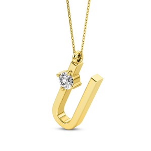 Colgante de Letra Mayúscula Hecho a Mano con Diamante Cultivado en Laboratorio VVS VS EF, Plata de Ley 925 con Acabado en Oro, Joyería Minimalista Personalizada - Product Image 6