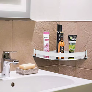 Premium Stainless Steel Corner <b>Shelf</b> <b>Wall</b> <b>Mounted</b> Bathroom Storage Rack Heavy Duty Organizer Rustproof Space Saving Single - Product Image 1