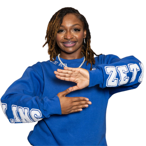 Sudadera Azul Chenille de la Hermandad Zeta Phi Beta para Mujer, Diseño con Letras Griegas en la Espalda, Talla Real, Sudadera Cómoda para Hermanas - Product Image 2