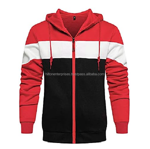 Sweats à capuche de haute qualité avec fermeture éclair logo personnalisé surdimensionné bloc de couleur grande taille sweats à capuche lourds cordon de tirage sweat à capuche pour hommes - Product Image 4