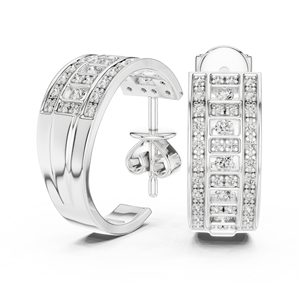 Aros de Diamantes Redondos Cultivados en Laboratorio para Mujer, en Oro Blanco de 18 Quilates con Baño de Rodio, Certificados por IGI, para Uso Diario y Eventos - Product Image 3