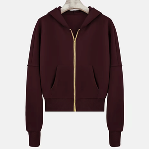 เสื้อฮู้ดซิปผ้าฟลีซระบายอากาศสำหรับผู้หญิง แขนยาว มีฮู้ด สวมใส่สบายๆ สำหรับฤดูใบไม้ร่วงและฤดูหนาว สไตล์สตรีทแวร์ รับสั่งทำแบบพิมพ์ลายตามต้องการ (OEM) - Product Image 5