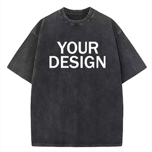 T-shirt homme col montant oversize uni, épais et de haute qualité, personnalisé, 305 g/m², effet délavé à l'acide - Product Image 2