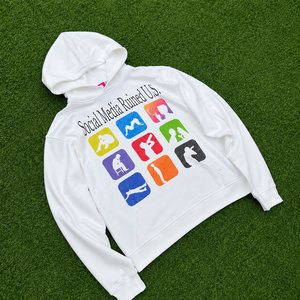 Sweat à capuche personnalisé en coton avec impression DTG, motif graphique, streetwear, manches longues, pull-over blanc pour homme - Product Image 3
