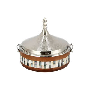 Réchaud/Casserole/Plat à fondue isotherme en acier inoxydable avec bois et nacre pour restaurants, hôtels et usage domestique - Product Image 2