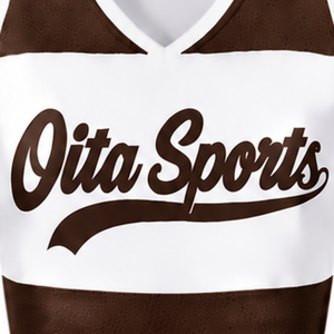 Ensemble d'uniforme de cheerleading sublimé blanc et marron sans manches, haut et jupe athlétiques pour équipe, tenue de sport de performance pour adultes - Product Image 3