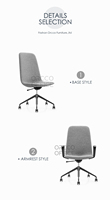 Chaise de bureau pivotante en tissu et cuir, design moderne, hautement réglable, conforme aux normes BIFMA EN1335 et BSCI, pour espace de coworking, réunion, conférence