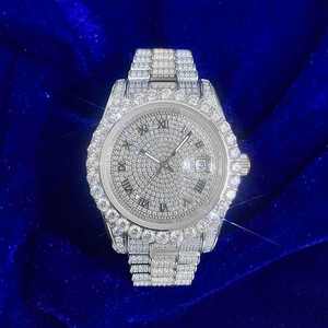 Vvs Moissanite Diamond Watch Hip Hop Out Watches Pass Diamond Tester <b>Wristwatch</b> for Men's Fashion. - Product Image 2