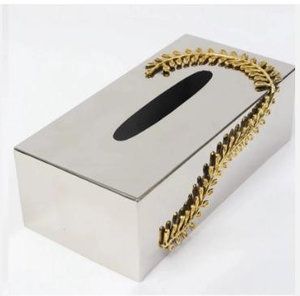 Caja de pañuelos y servilletas cuadrada de metal mediana, hecha a mano, con diseño floral personalizado FD-01563, clásica, para uso en el hogar y la oficina en India. - Product Image 1