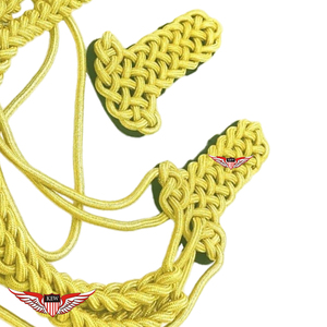 Aiguillette torsadée avec cordons d'épaule en Mylar doré sur fond bleu marine et embout doré métallique - Product Image 4