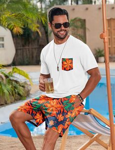 Conjuntos de Verano Hawaianos de 2 Piezas para Hombre, Camisa de Manga Corta y Pantalones Cortos con Estampado Floral, Ropa de Playa para Vacaciones - Product Image 2