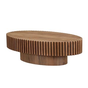 Tavolino da Caffè Moderno Artigianale a Forma di Tamburo da 43,7 Pollici per Soggiorno, Robusto Tavolino Ovale in Materiale PE - Product Image 2