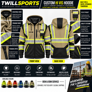 Chemise de travail haute visibilité personnalisée à manches longues, séchage rapide, avec capuche, vêtements réfléchissants - Product Image 6
