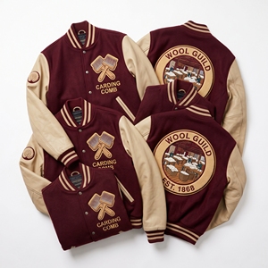 OEM Custom Varsity Letterman Jacket Wool Leather Sleeves Shearers Guild Embroidery Teasel Nap Patch Slate <b>Coat</b> - Product Image 6